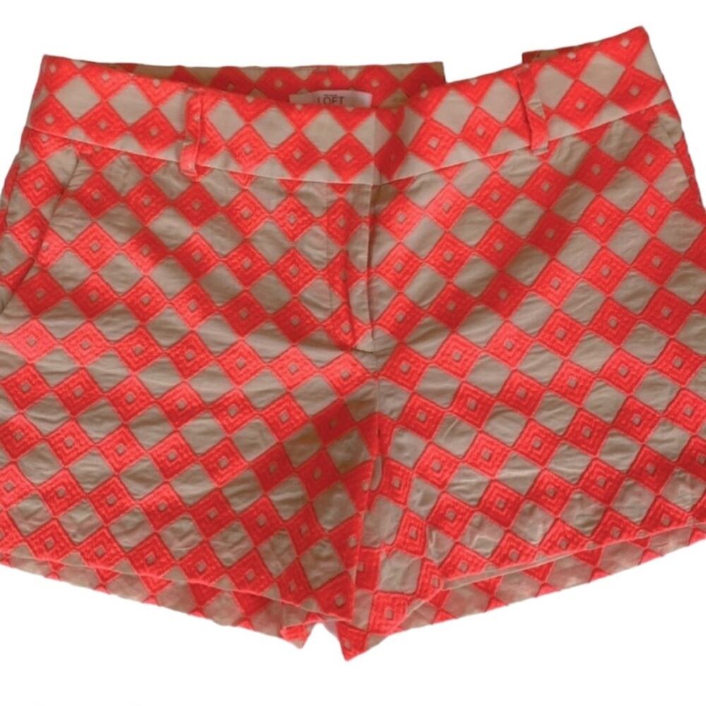 Ann Taylor Loft Shorts 8 Chino Medium Retro Classic Embroidered Resort Preppy - Picture 2 of 13